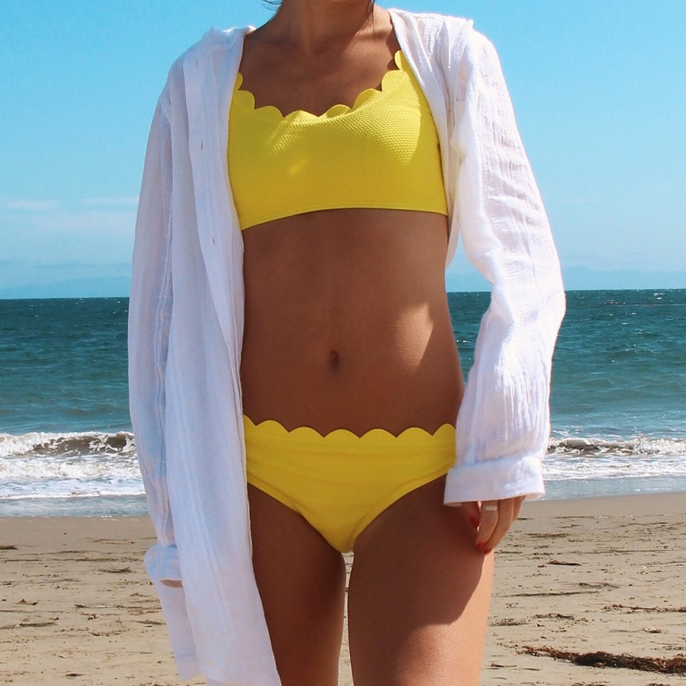Warehouse Yellow Scallop Bikini Set